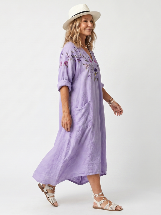Tavi | Floral Embroidered Midi Dress