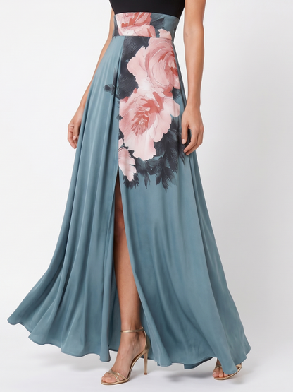 Catriel | Halter Bodice Floral Skirt Maxi Dress