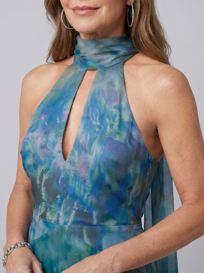 Caelith | Keyhole Halter Sleeveless Maxi Dress