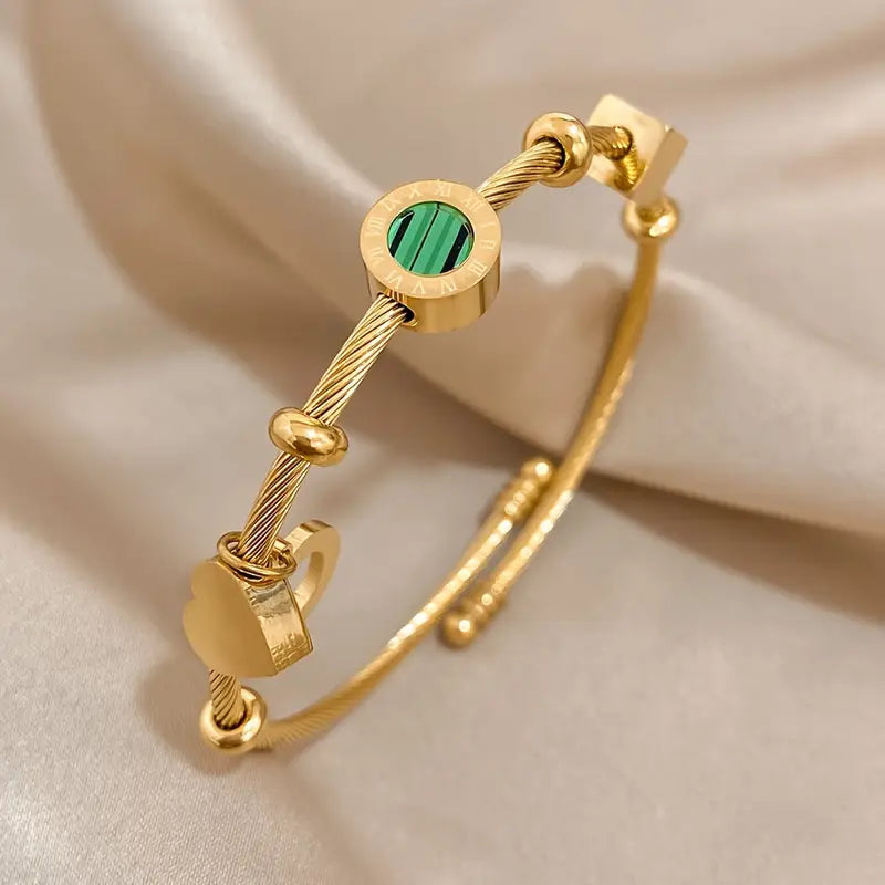 Emerald Glow Charm Bracelet