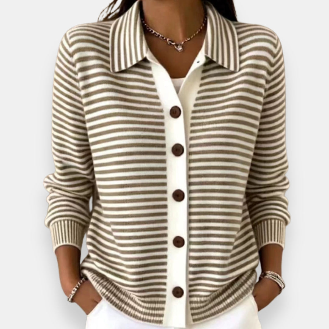 Nila | Striped Button Cardigan