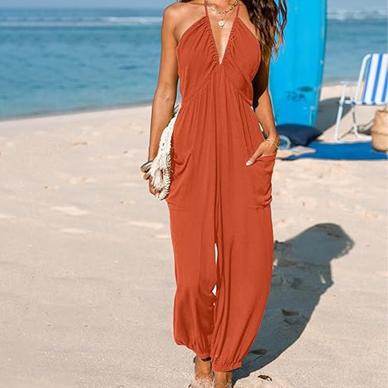 Elodie | V-Neck Backless Jumpsuit