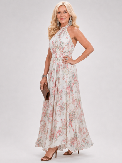 Malvine | Floral Print Flowing Skirt Midi Dress