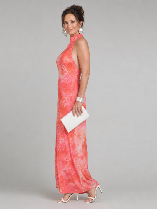 Thalise | Halter Neck Printed Pattern Maxi Dress