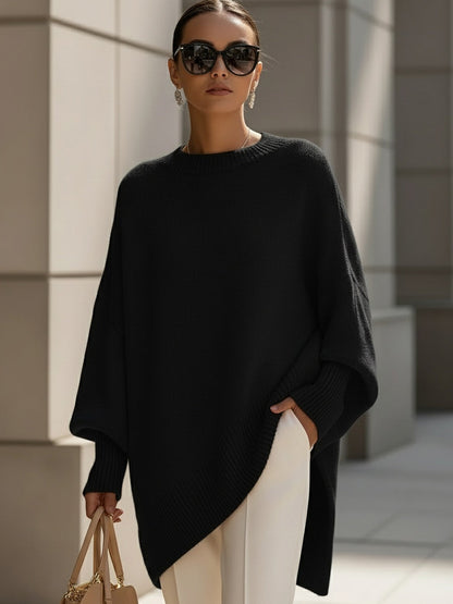 Janine | Oversized Draped Wide-Neck Sweater