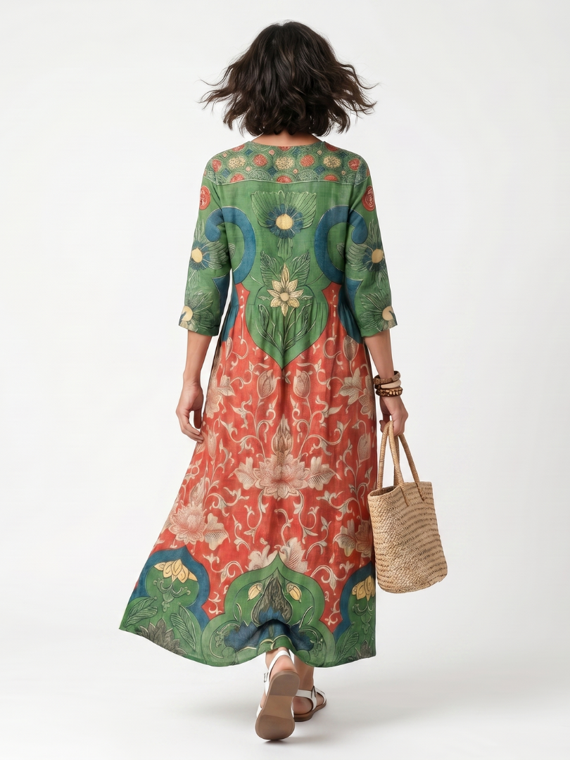 Sloane | Mixed Print Midi Dress