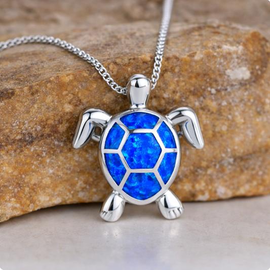 Vintage Opal Turtle Necklace