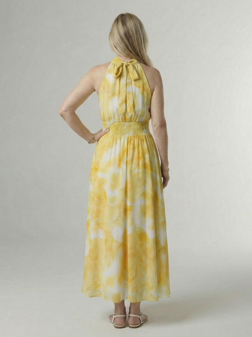 Drielle | Gathered Halter Midi Dress