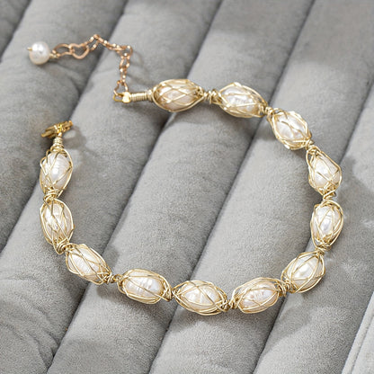 Vintage Pearl Weave Bracelet