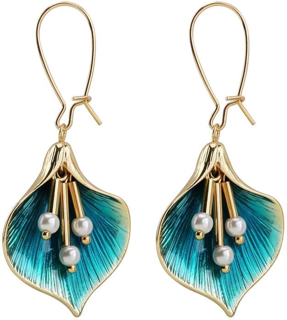 Vintage Blue Lotus Earrings