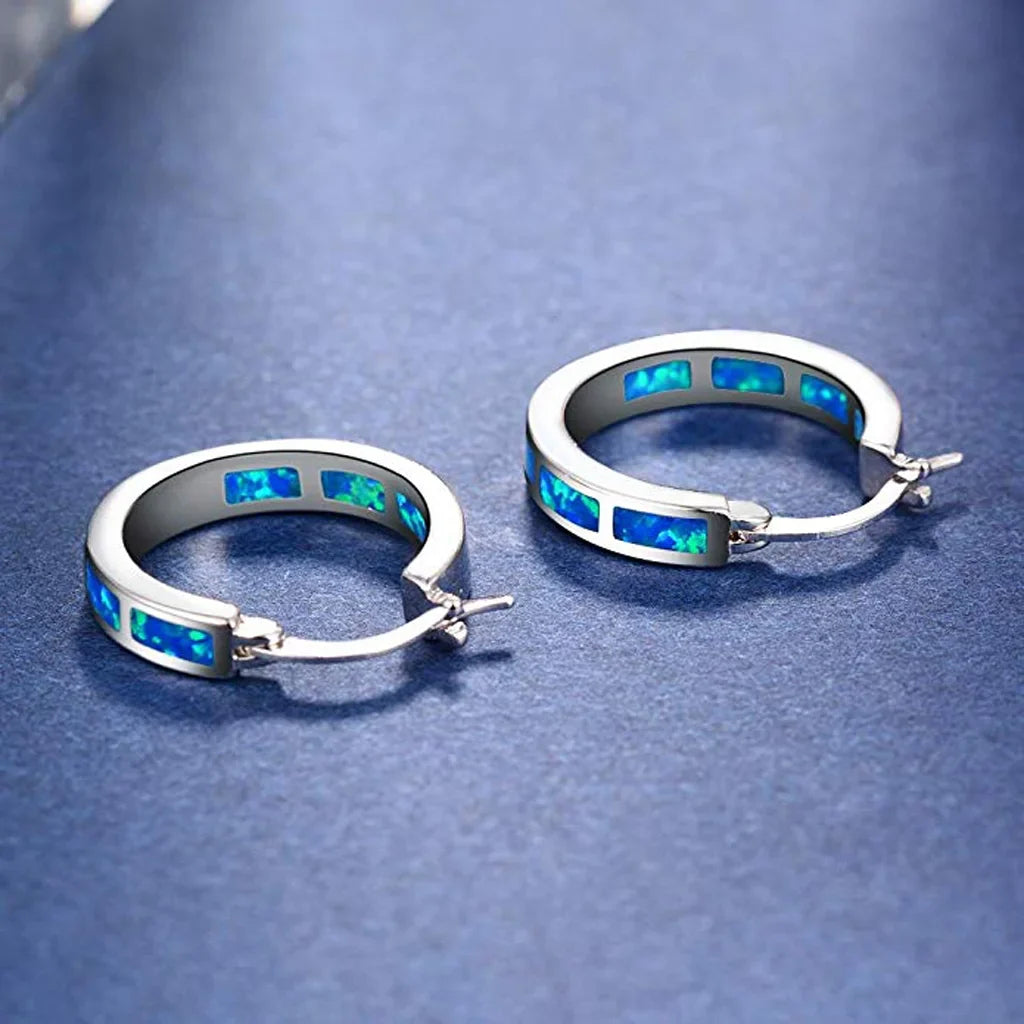 Blue Opal Hoops