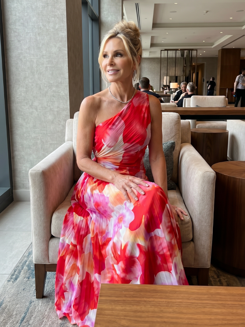 Mirelle | One Shoulder Pleated Bodice Midi Dress