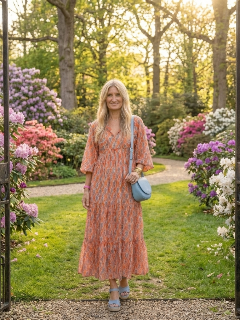 Amara | Geometric Tiered Midi Dress