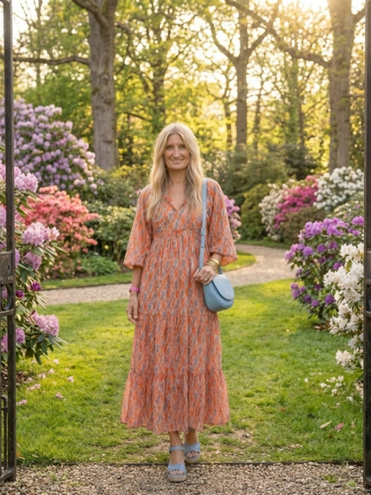 Amara | Geometric Tiered Midi Dress