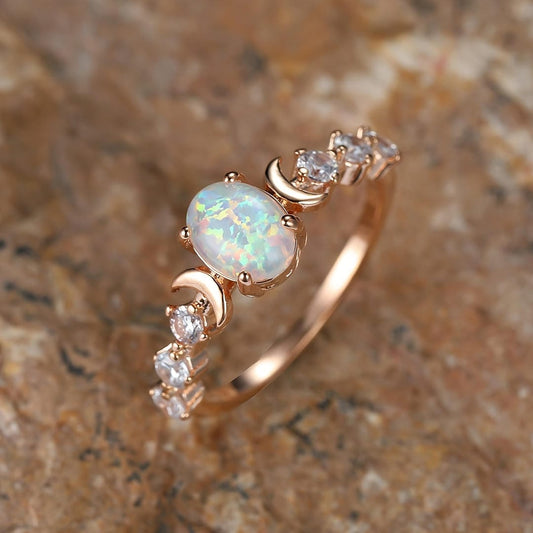 Opal Moonstone Ring