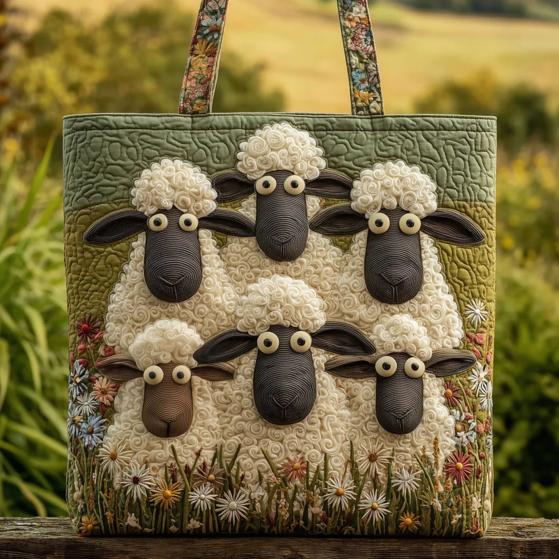 Maddie | Sheep Field Quilted Tote