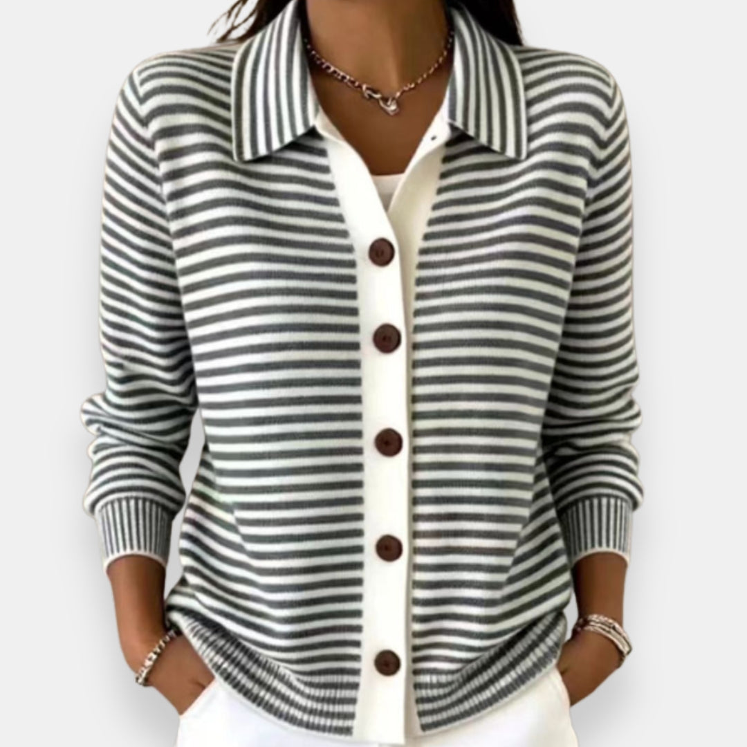Nila | Striped Button Cardigan