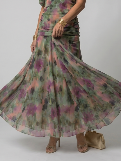 Vespia | Off Shoulder Flow Midi Dress
