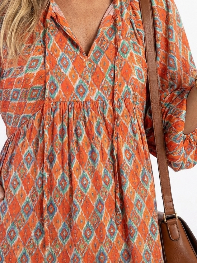 Amara | Geometric Tiered Midi Dress
