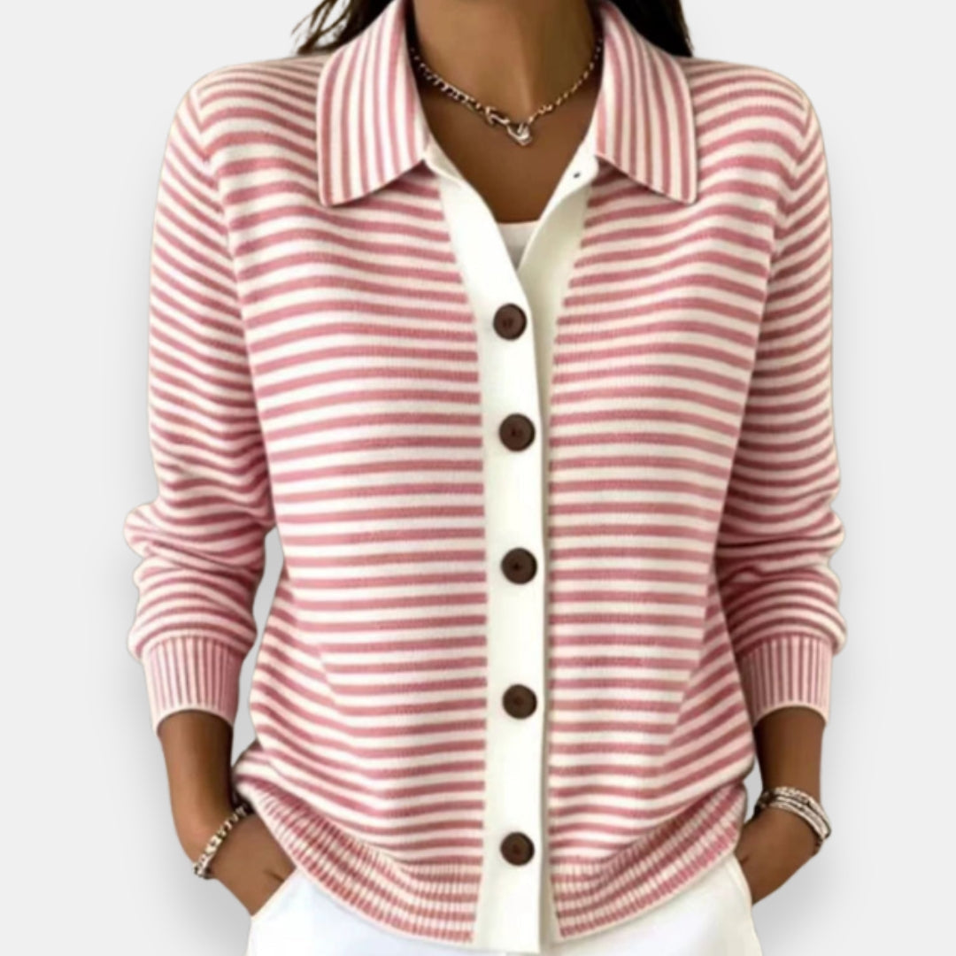 Nila | Striped Button Cardigan