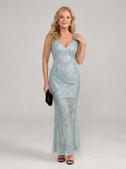 Wynova | Sequin Sleeveless Sheer Panel Midi Dress