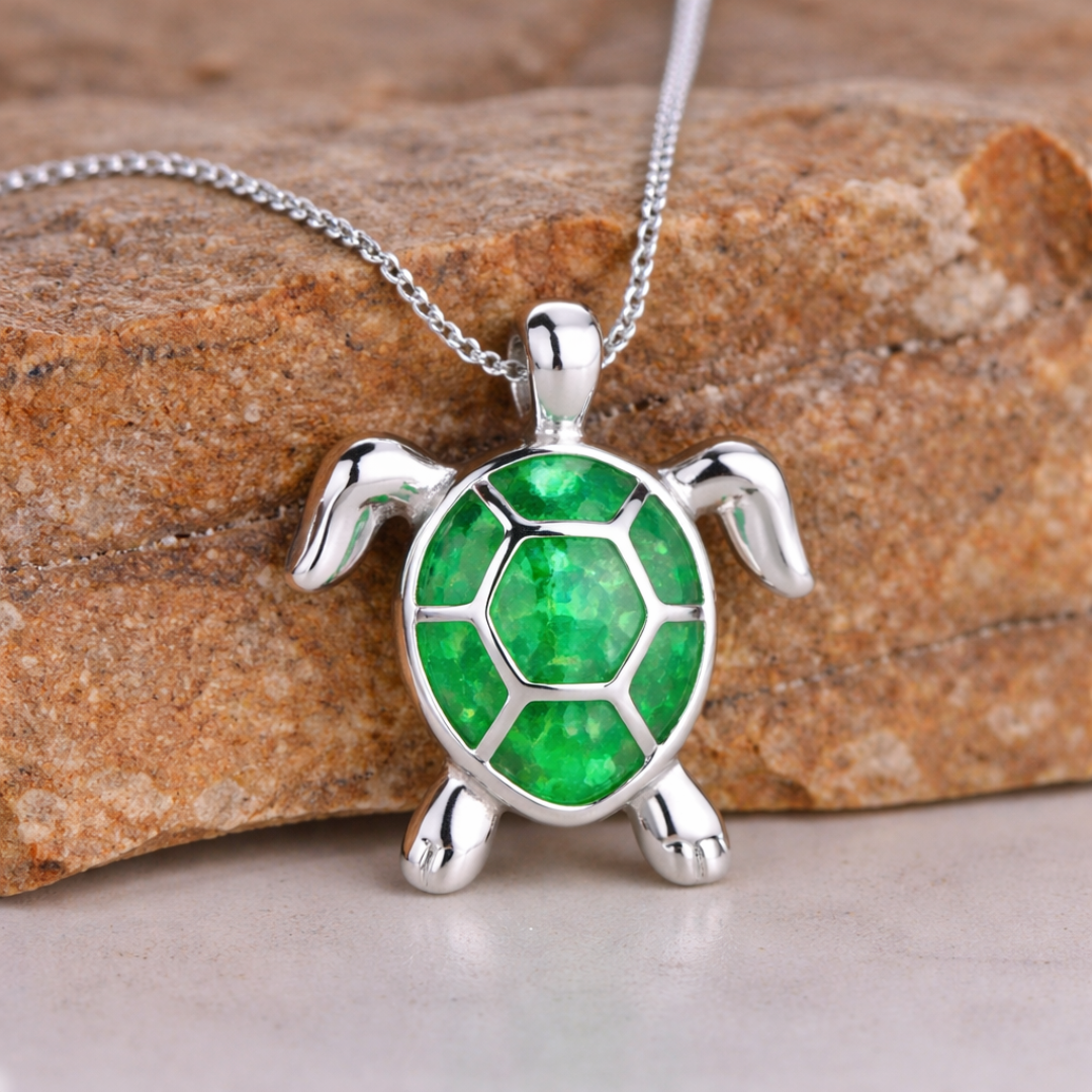 Vintage Opal Turtle Necklace