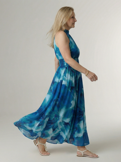 Drielle | Gathered Halter Midi Dress