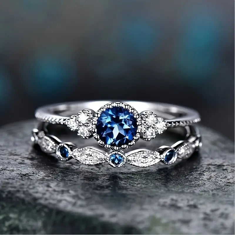 Sapphire Blue Ring Set