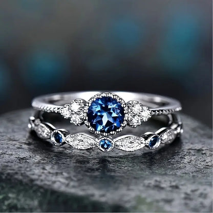Sapphire Blue Ring Set