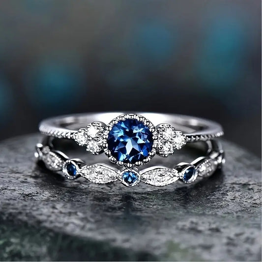Sapphire Blue Ring Set