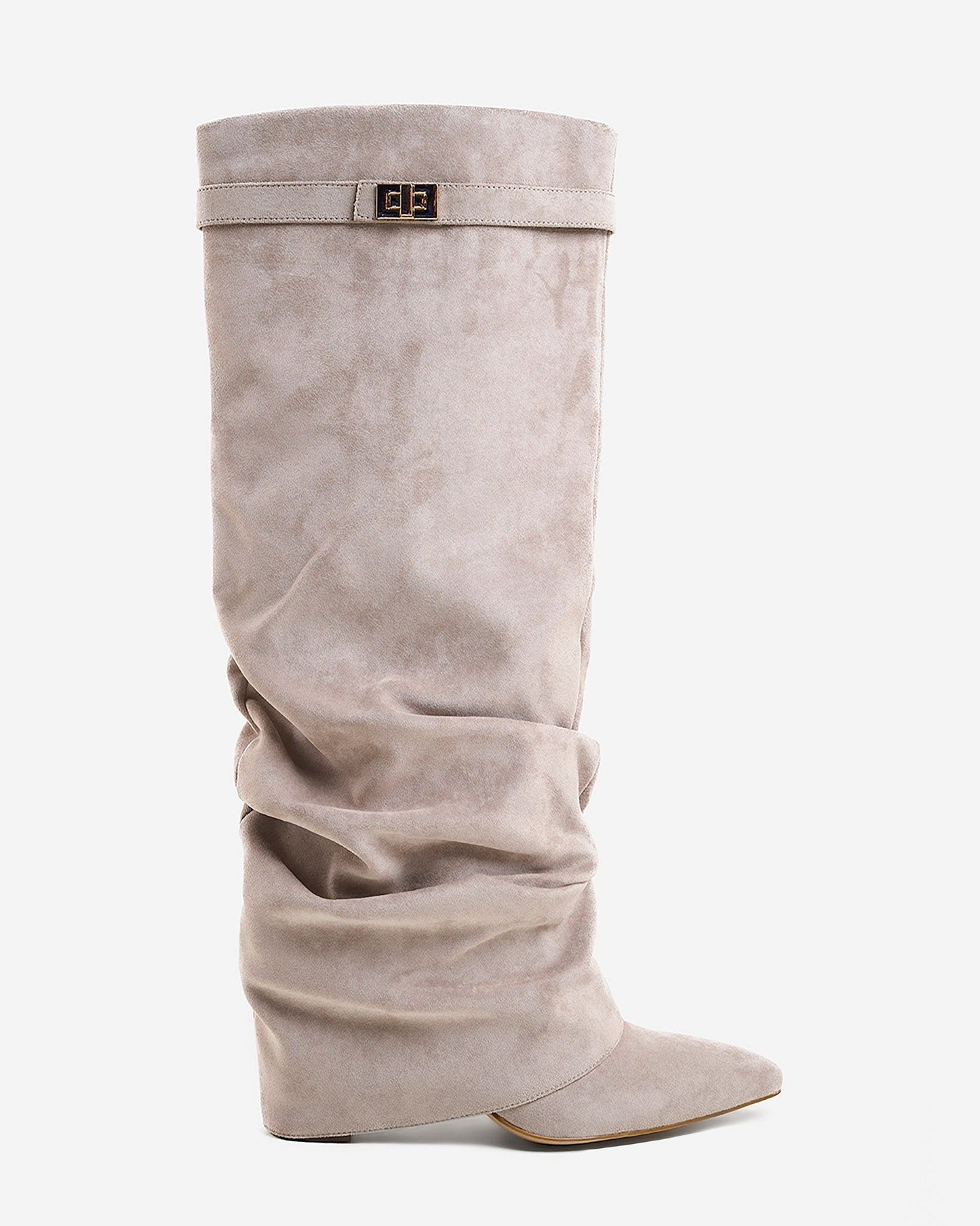 Jade | Slouchy Suede Knee-High Boots - Taupe