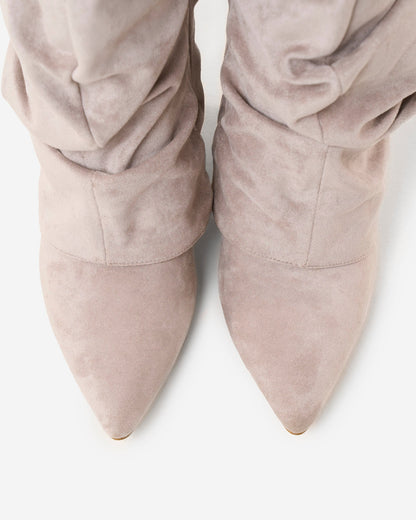 Jade | Slouchy Suede Knee-High Boots - Taupe