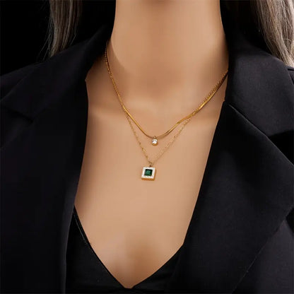 Layered Emerald Crystal Necklace
