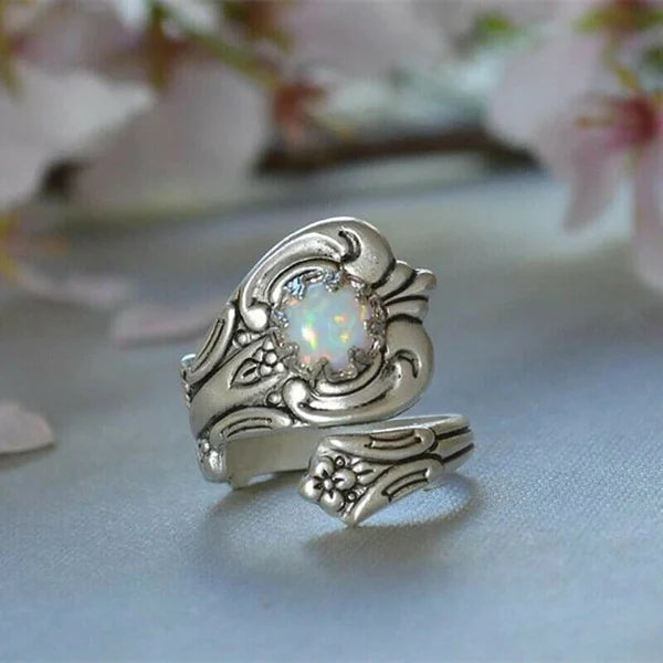White Stone Adjustable Ring