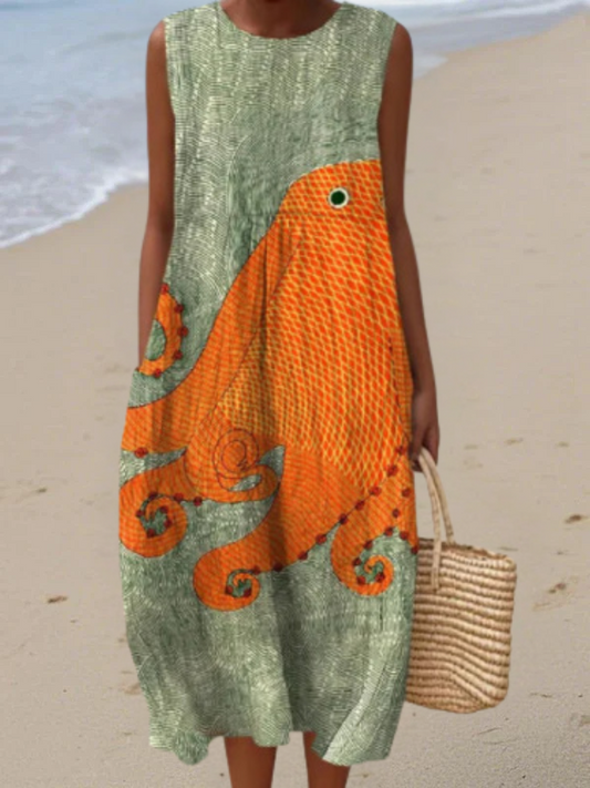 Coral | Oceanic Midi Dress