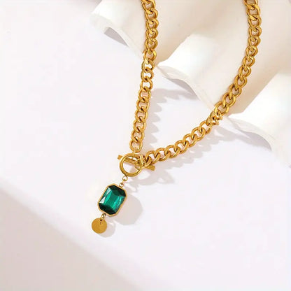 Emerald Crystal Gold Necklace