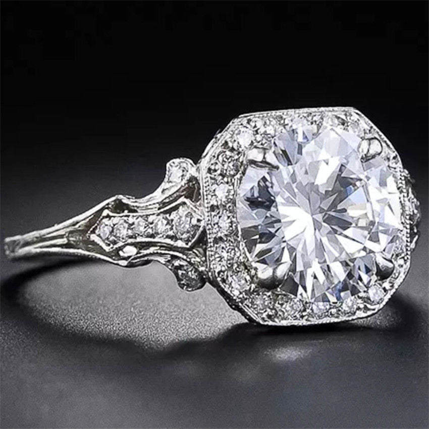 Vintage Crystal Silver Ring