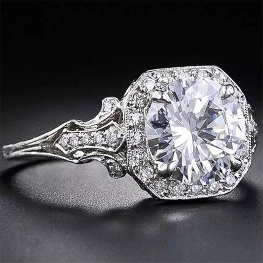 Vintage Crystal Silver Ring