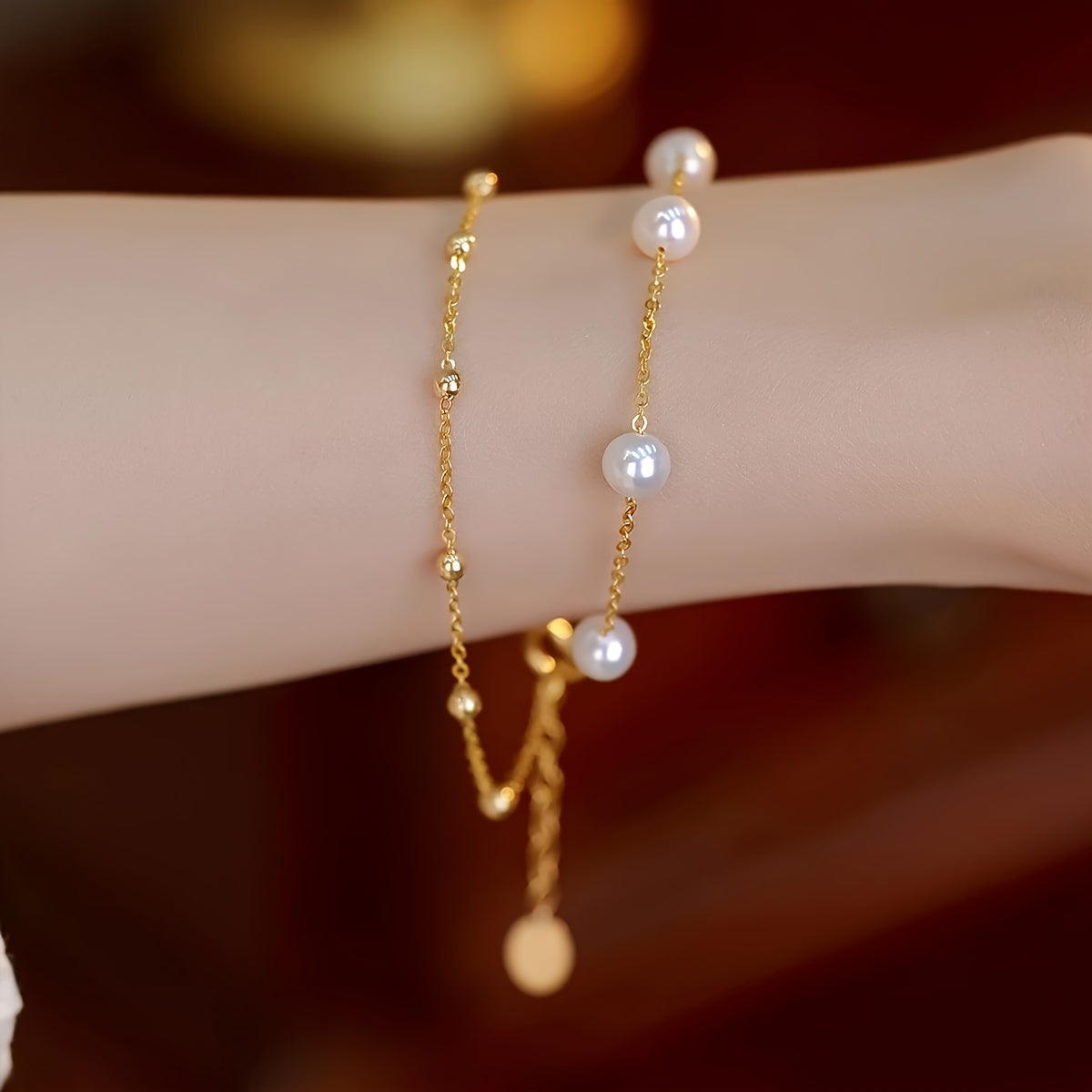 Golden Pearl Duet Bracelet