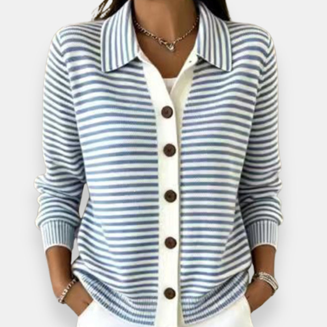 Nila | Striped Button Cardigan