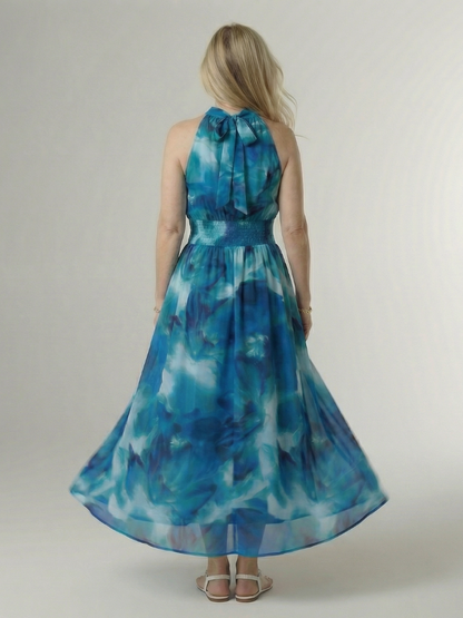 Drielle | Gathered Halter Midi Dress