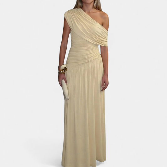 Roxanne | Asymmetric Pleated Solid Dress