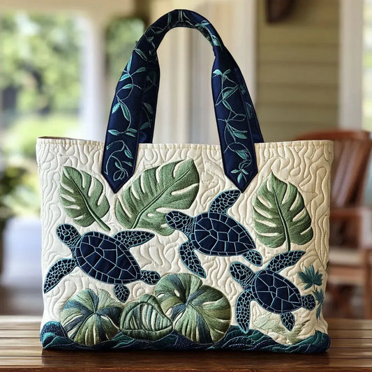 Theodora | Turtle Print Quilted Tote