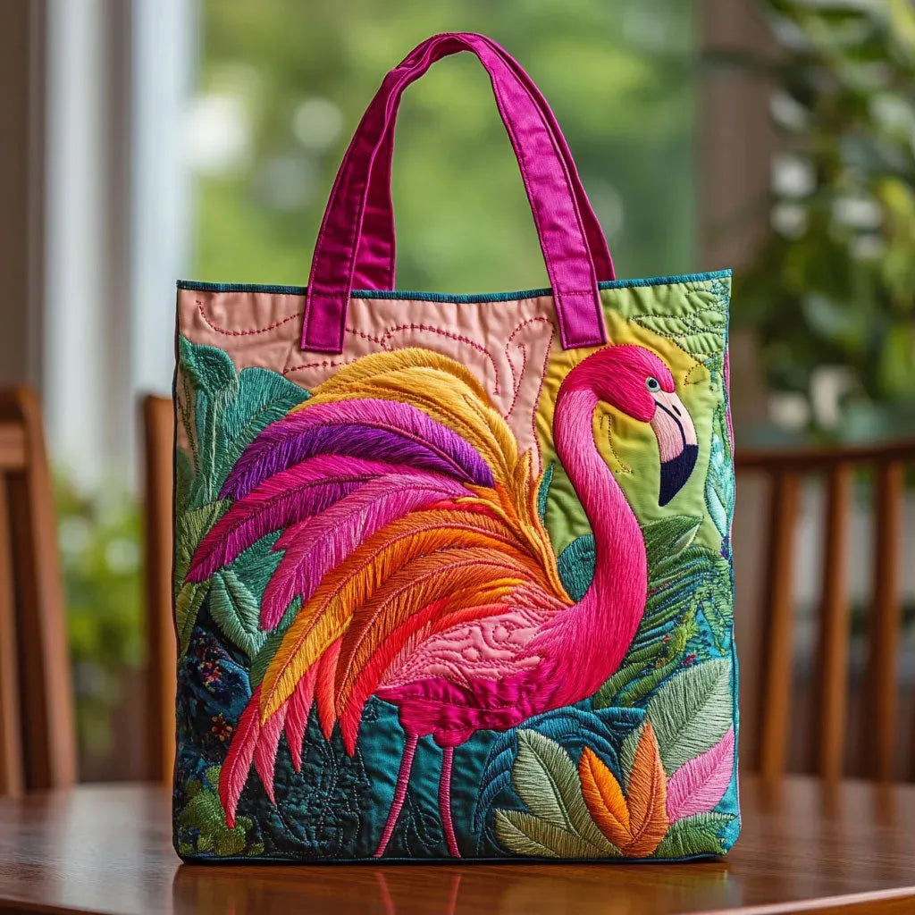 Flora Mae | Flamingo Print Quilted Tote