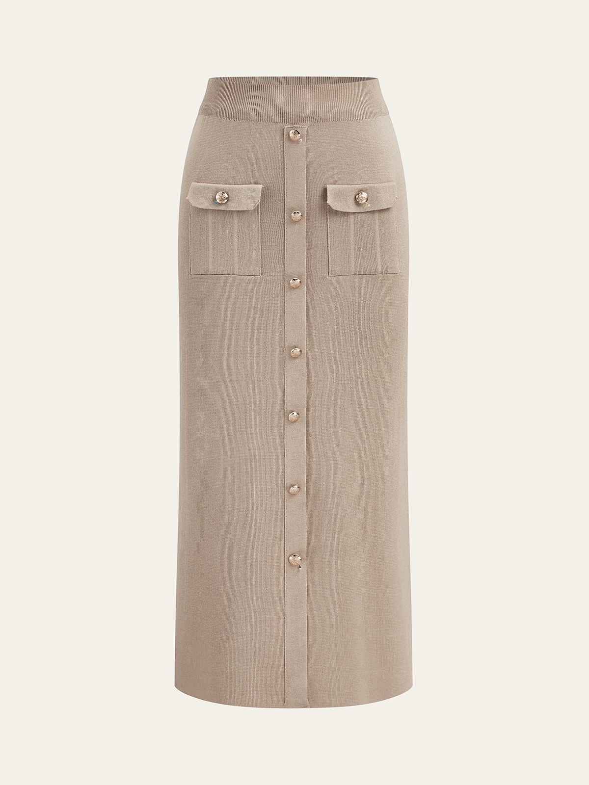 Camille knit set showing the collared cardigan detail