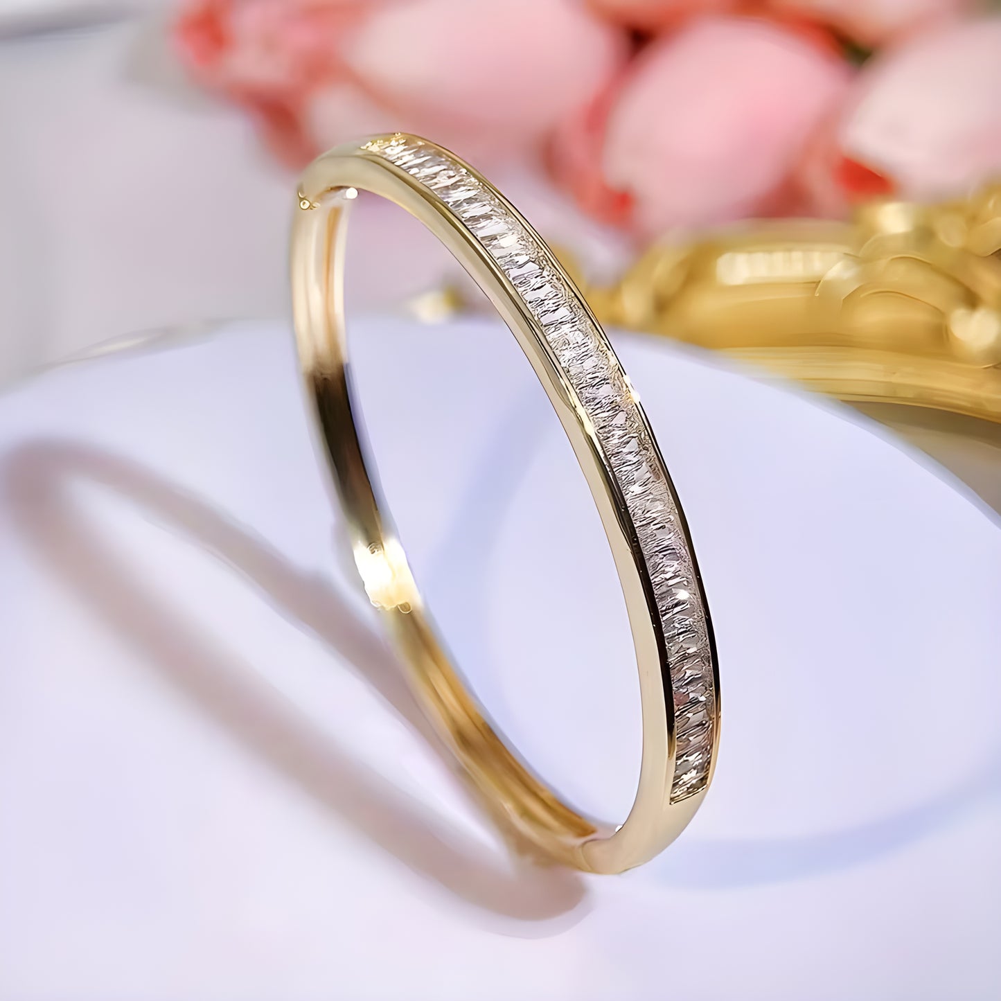 Baguette Cut Gold Bracelet