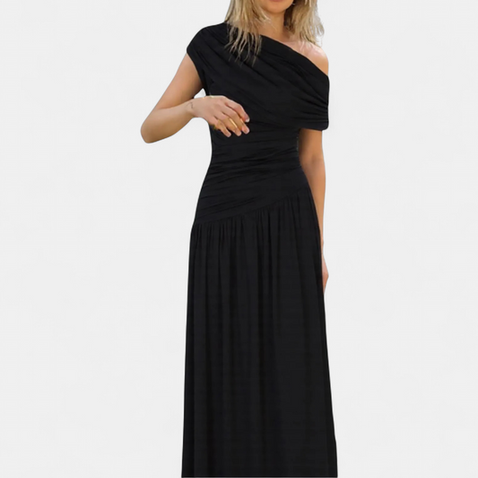 Roxanne | Asymmetric Pleated Solid Dress