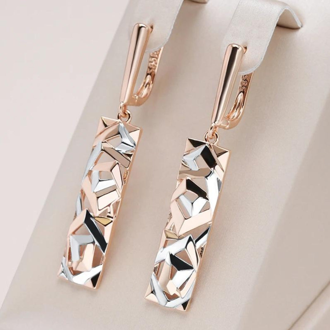 Dual Tone Drop Earrings