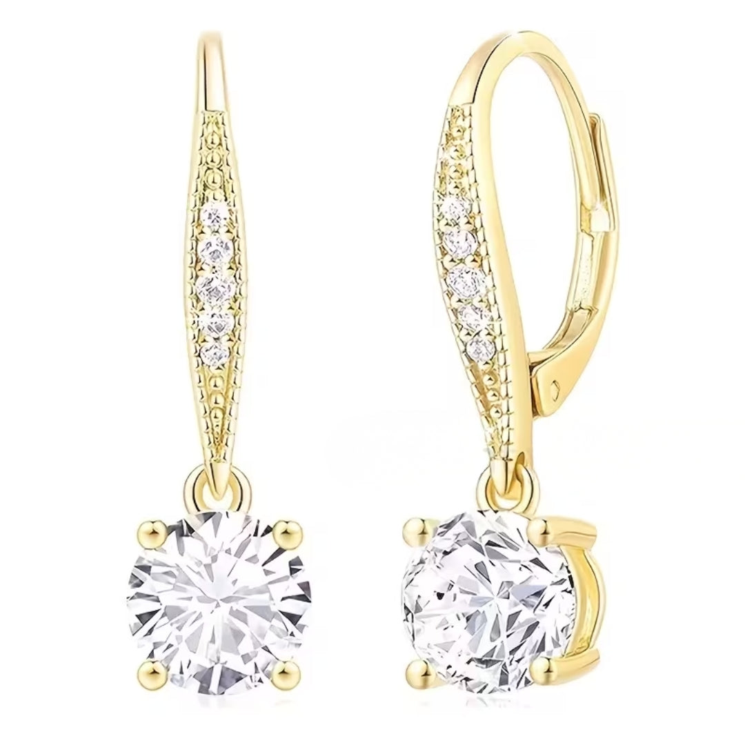 Golden Crystal Drop Earrings