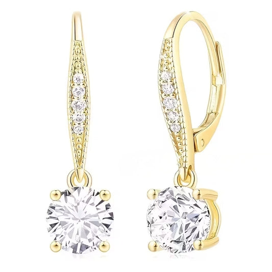 Golden Crystal Drop Earrings